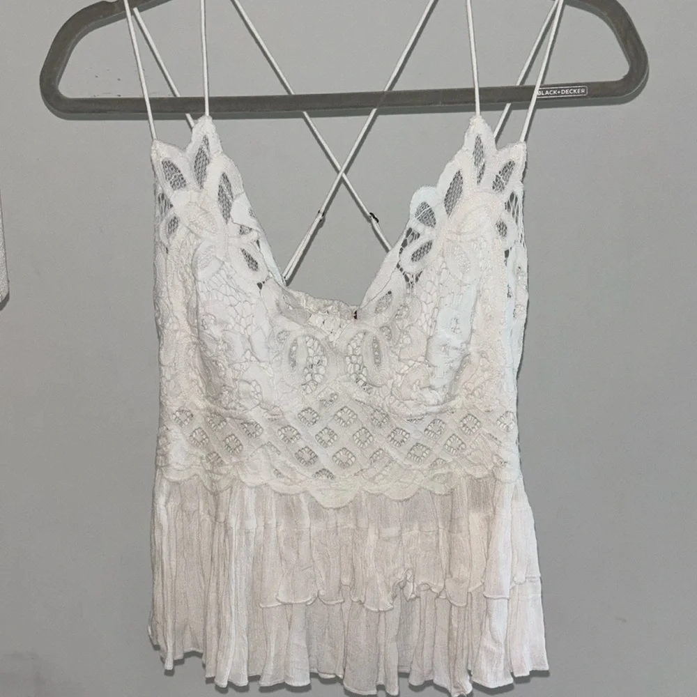 Free People Adella White Lace Tank Top - Picture 3 of 10